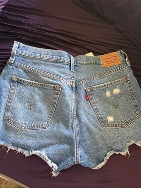 Levi's Light Blue Distressed Denim Cutoff Shorts
